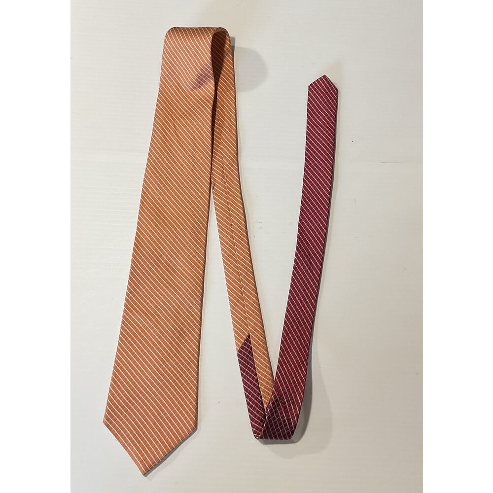 Tommy Hilfiger 100% Silk Tie - Burnt Orange, Red, Blue